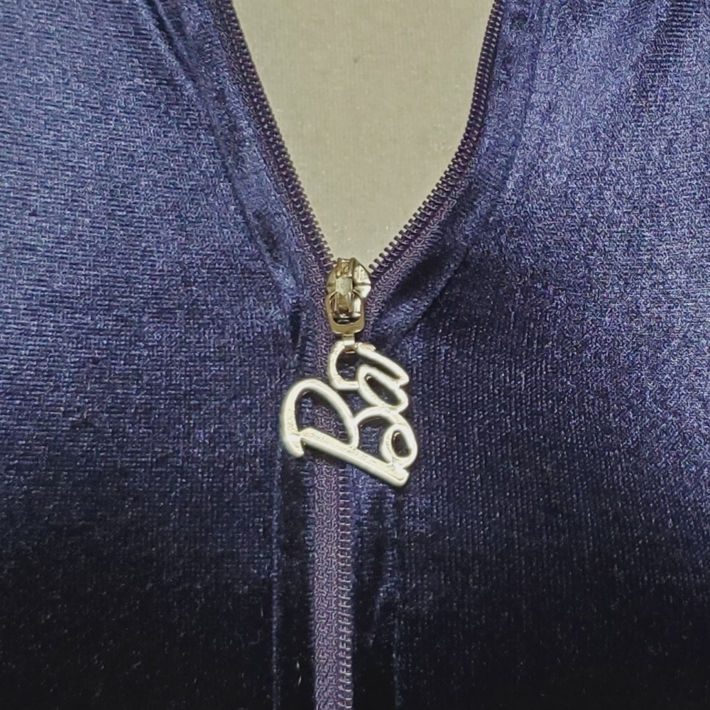 Rare Retro Barbie Loves Splash Silver Superstar Barbie Dark Indigo Velvet Hoodie - Picture 7 of 15